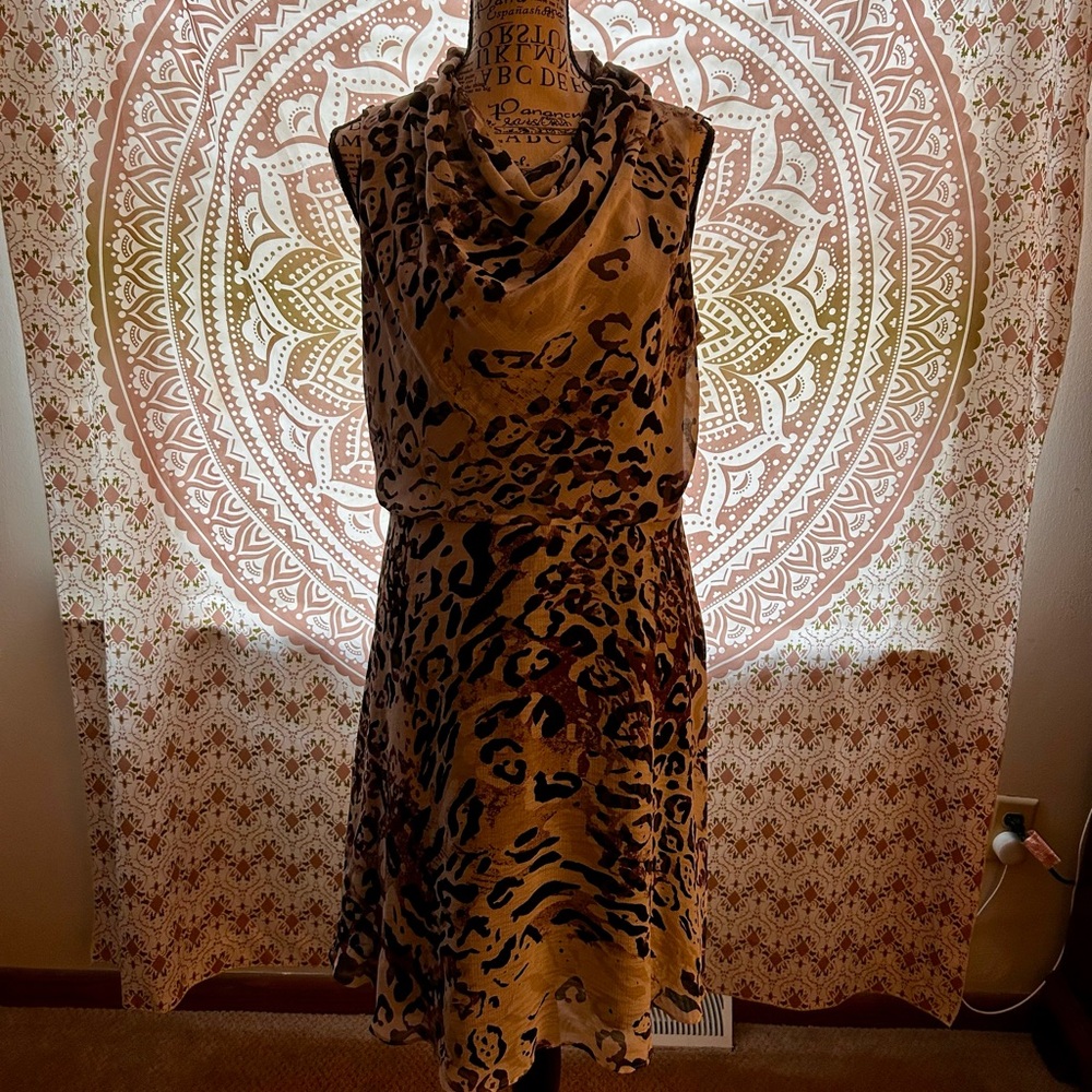 Marc New York Andrew Marc Leopard Print Dress | Sleeveless Cowl Neck | Size 10